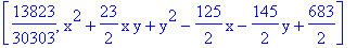 [13823/30303, x^2+23/2*x*y+y^2-125/2*x-145/2*y+683/2]
